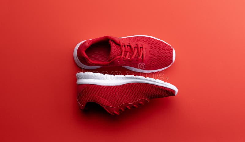 red running shoes