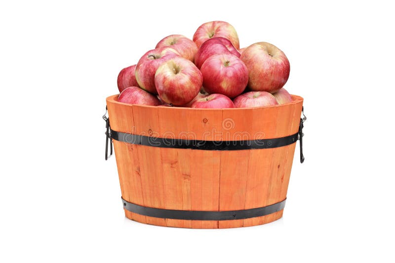 Studio shot of red apples in a wooden barrel stock images Studio shot of red apples in a wooden barrel stock images