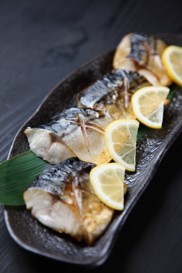 Japanese roasted mackerel stock image. Image of black 146624465