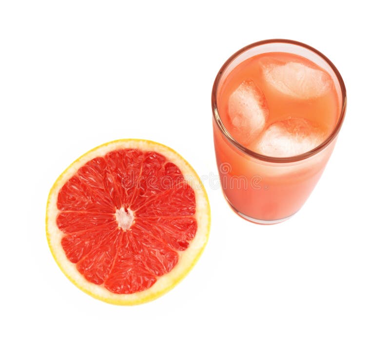 Studio Shot Grapefruit Juice Ice Cubes Isolated White Stock Photos