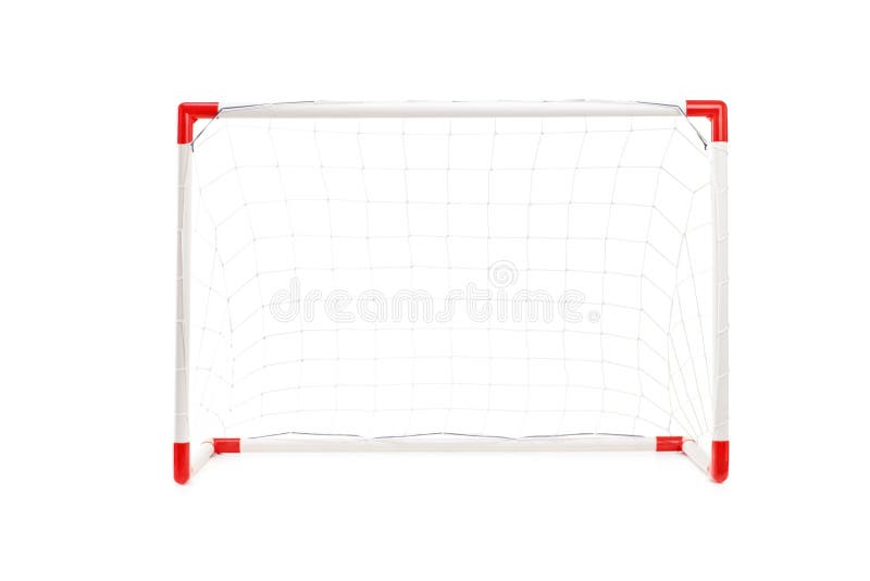 Studio shot of a soccer goal isolated on white background. Studio shot of a soccer goal isolated on white background