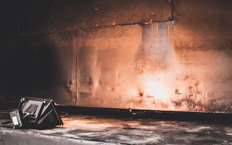 Studio Spotlight with Texture of Rusted Old Painted Metal Wall. Stock Image Image of design