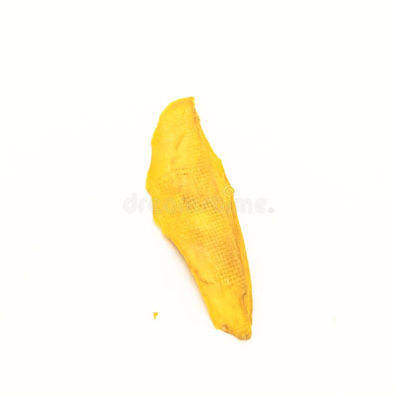 Studio strzału pojedynczy plasterek wysuszony organicznie mango odizolowywający na whit obrazy royalty free Studio strzału pojedynczy plasterek wysuszony organicznie mango odizolowywający na whit obrazy royalty free