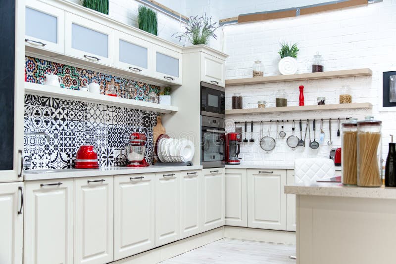 Studio Style Kitchen, Light Design, Modern Style, Classic Design Stock