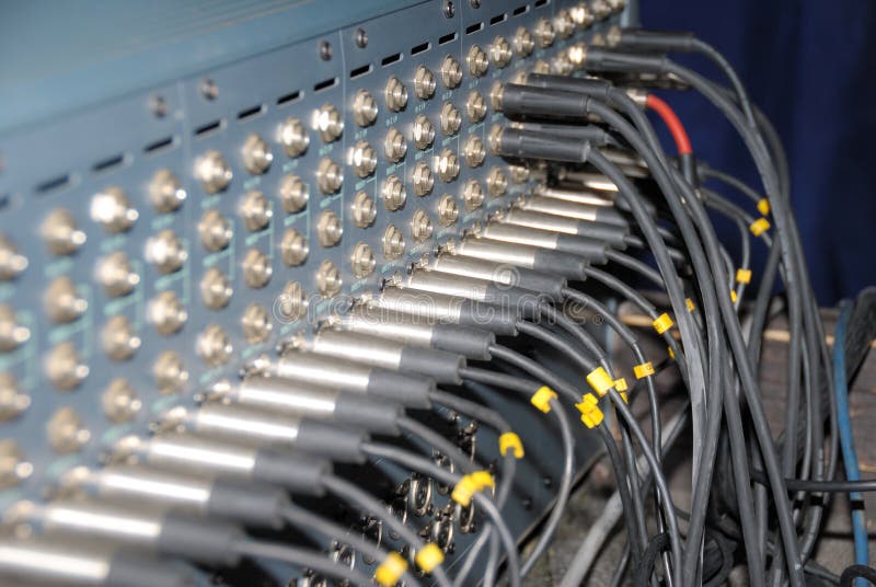 Studio Xlr Cables Patch Panel. Stock Image Image of electric