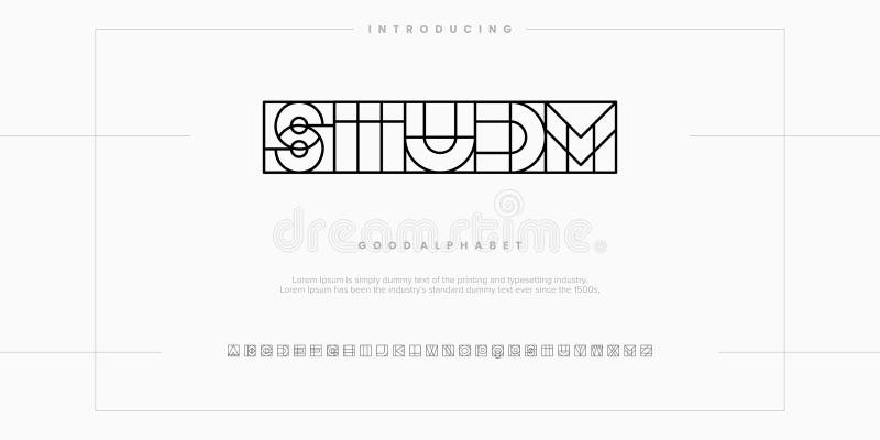 Studm Abstract minimal modern alphabet fonts vector illustration stock illustration