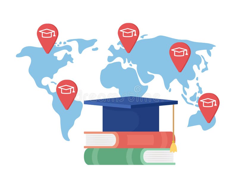 Study Abroad Destinations Flat Concept Vector Illustration Stock