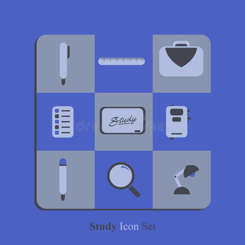 Study Icon Set with fade blue color royalty free illustration Study Icon Set with fade blue color royalty free illustration