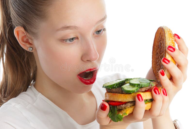 Teenage Girl Eating Sandwich Stock Image - Image of inside, american ...