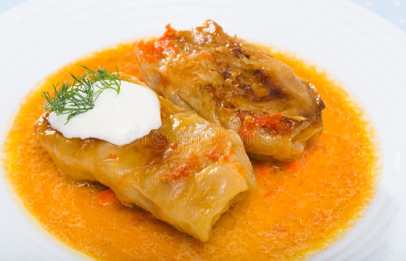Stuffed cabbage rolls stock photo. Image of dill, cuisine 195043378