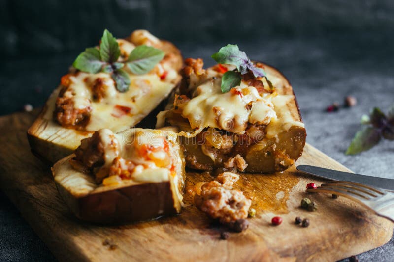 Stuffed Eggplant. Delicious Hot Dish Stock Photo Image of breakfast