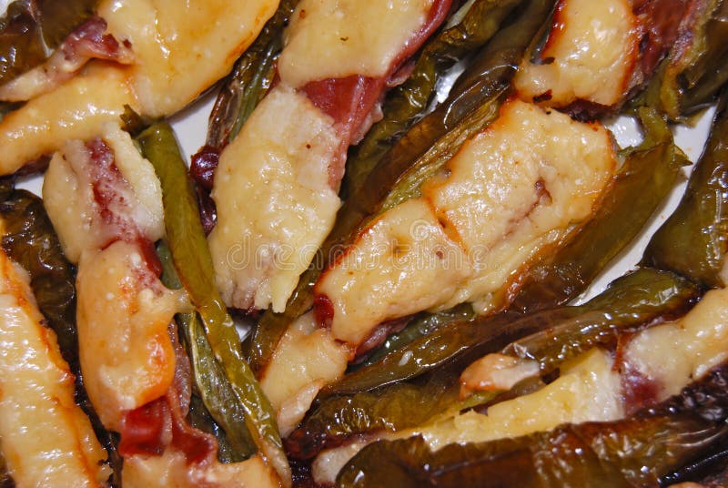 Stuffed Long Hot Peppers with Melted Cheese Stock Image Image of