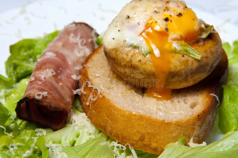 Stuffed mushrooms with egg stock image. Image of healthy 50187685