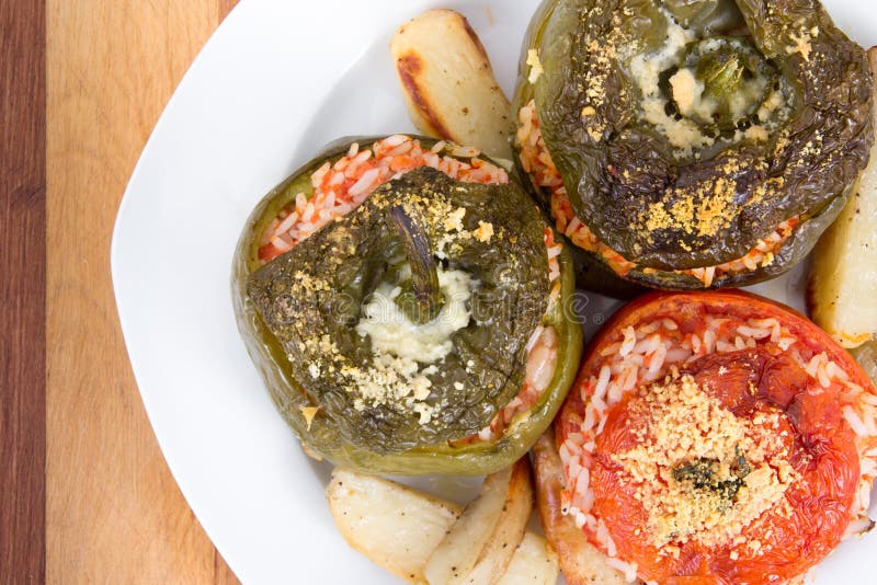 Stuffed Pepper and Tomato with Rice Stock Photo Image of comfort