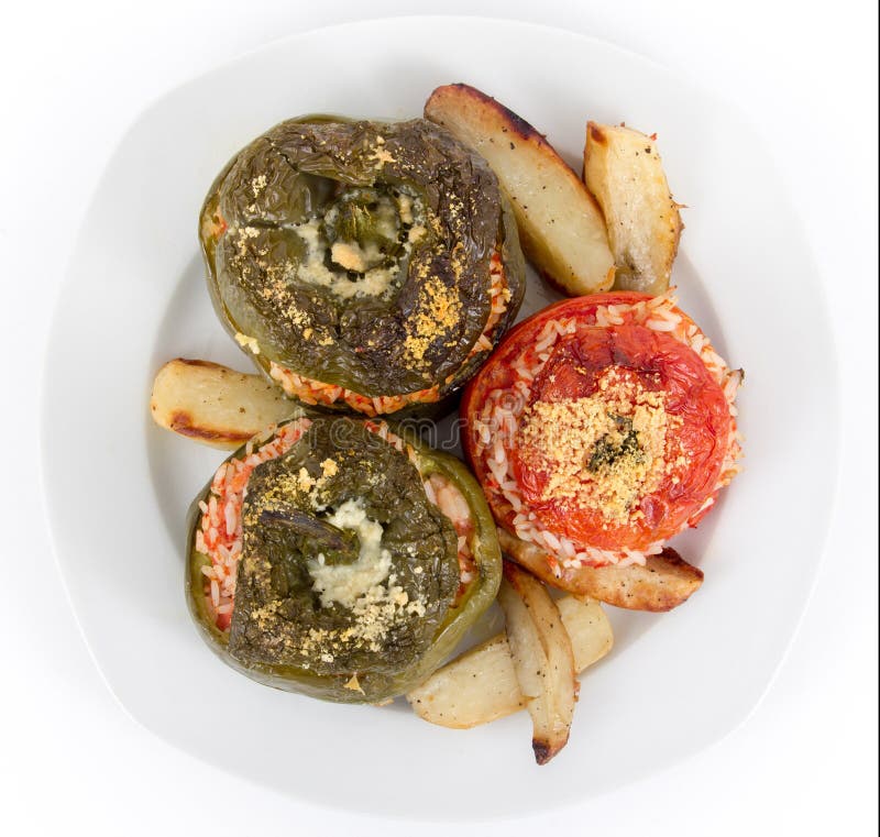 Stuffed Pepper and Tomato with Rice Stock Photo Image of comfort