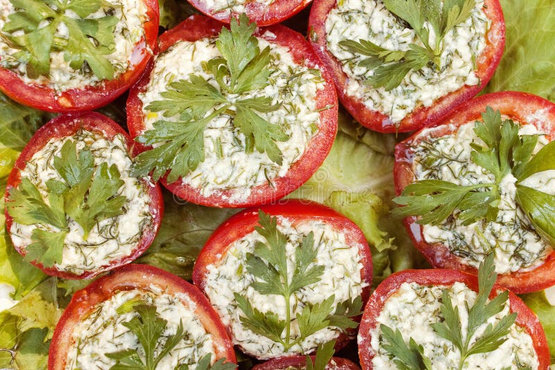 Stuffed tomatoes stock photo. Image of ingredients, white 13613178