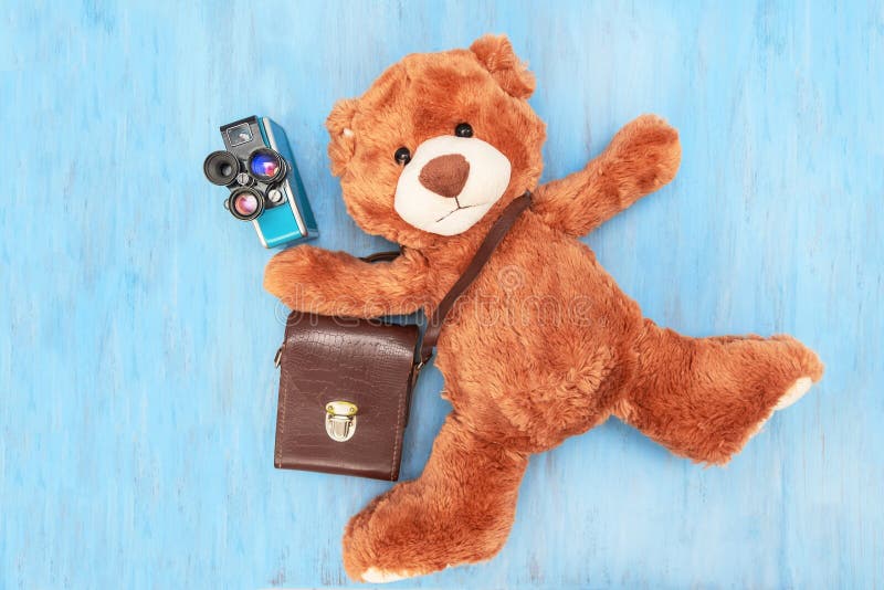 Stuffed Toy Teddy Bear with a Retro Video Camera. Reporter, Video Filming,  Cameraman Profession Stock Photo - Image of enjoy, joyful: 184841838