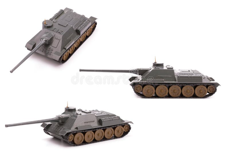 Stuk speelgoed groene die tank van metaal wordt gemaakt stock fotografie Stuk speelgoed groene die tank van metaal wordt gemaakt stock fotografie