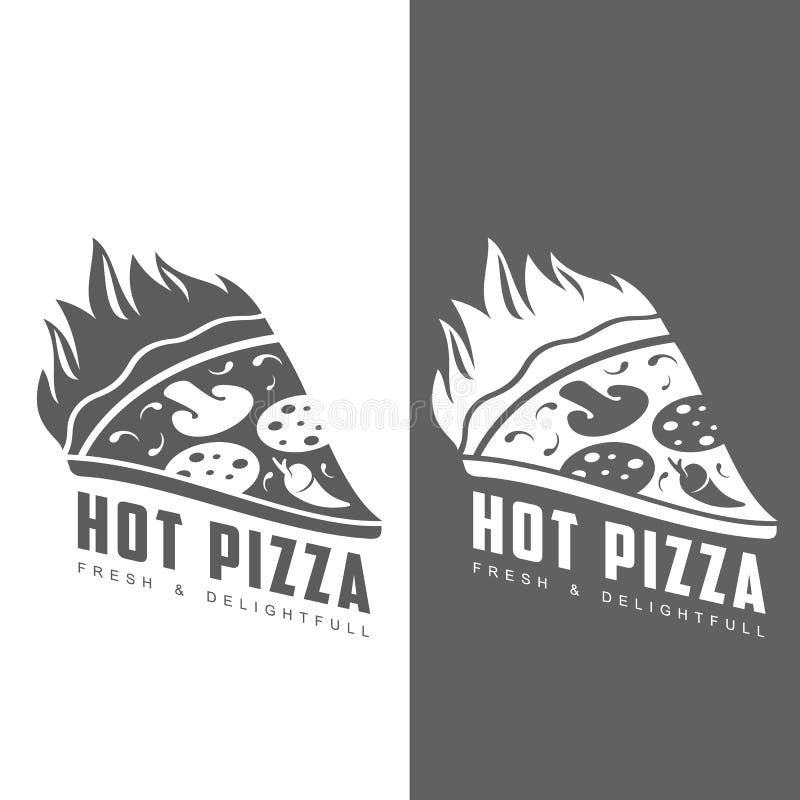 Stuk van het branden van pizzaembleem royalty-vrije illustratie Stuk van het branden van pizzaembleem royalty-vrije illustratie
