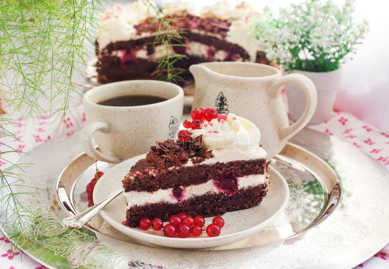 Stuk van verse eigengemaakte Zwarte Boscake royalty-vrije stock foto Stuk van verse eigengemaakte Zwarte Boscake royalty-vrije stock foto