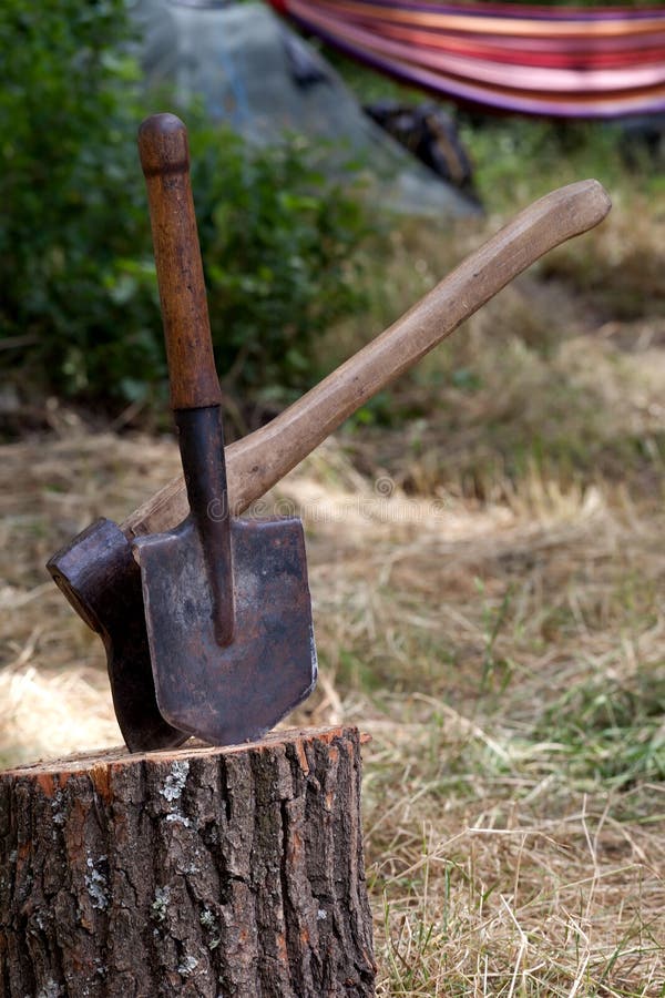 Stump Axe Shovel Camping Stock Photos Free & RoyaltyFree Stock Photos from Dreamstime