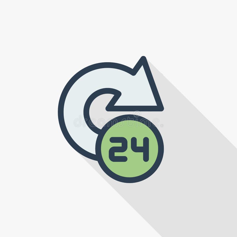 24 Stunde rund um die Uhr verdünnen Tag und Nacht Linie flache Farbikone Lineares Vektorsymbol Buntes langes Schattendesign vektor abbildung 24 Stunde rund um die Uhr verdünnen Tag und Nacht Linie flache Farbikone Lineares Vektorsymbol Buntes langes Schattendesign vektor abbildung
