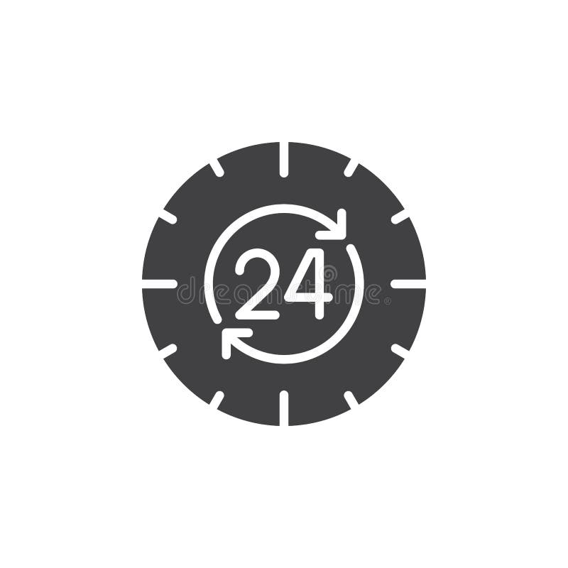 24 Stunden, rund um die Uhr Ikonenvektor, füllten flaches Zeichen, das feste Piktogramm, das auf Weiß lokalisiert wurde vektor abbildung 24 Stunden, rund um die Uhr Ikonenvektor, füllten flaches Zeichen, das feste Piktogramm, das auf Weiß lokalisiert wurde vektor abbildung