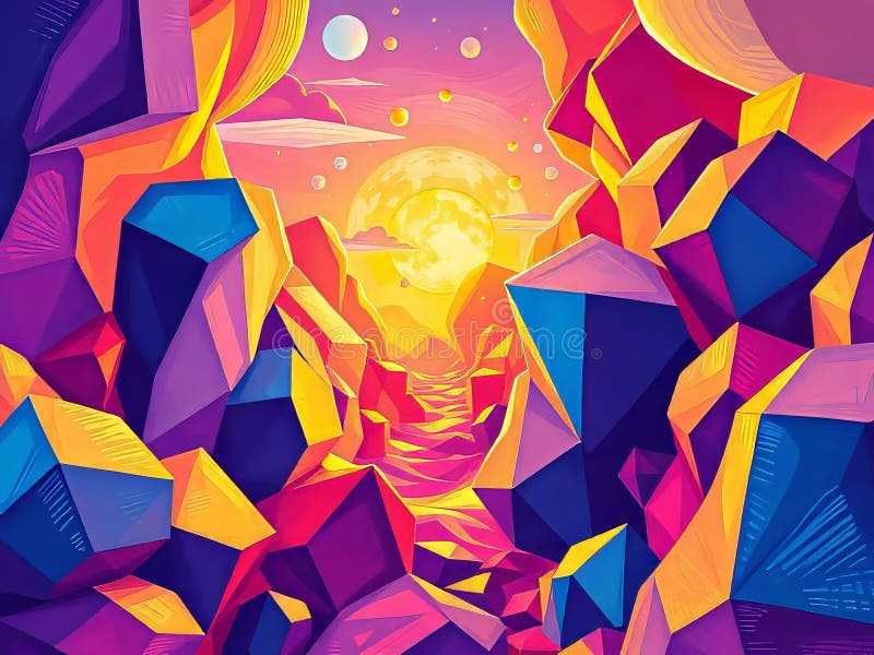 detailed SVG illustration with geometric patterns and vibrant colors maintaining crisp edges