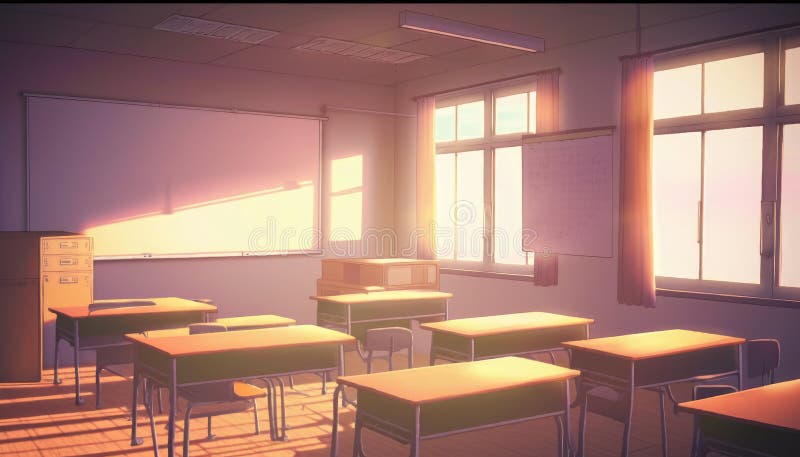 Deserted Anime Classroom: Just Sun, Desks and Chairs, AI Generative Stock  Illustration - Illustration of anime, stunning: 269289684