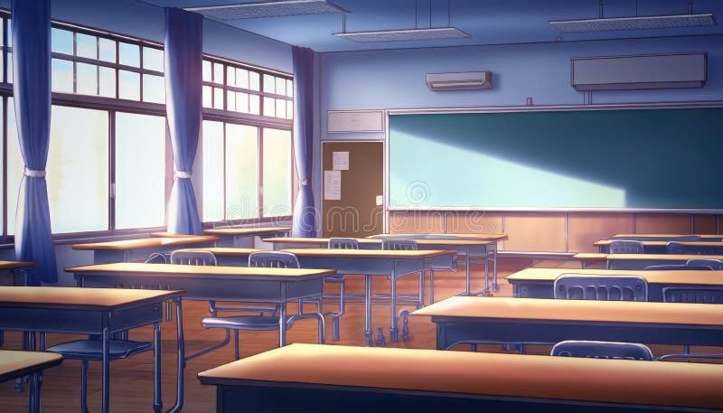Premium AI Image  Anime Classroom Background without People at