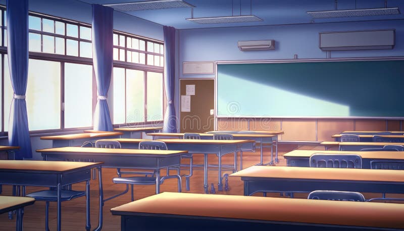 Deserted Anime Classroom: Just Sun, Desks and Chairs, AI Generative Stock  Illustration - Illustration of windows, building: 269289705