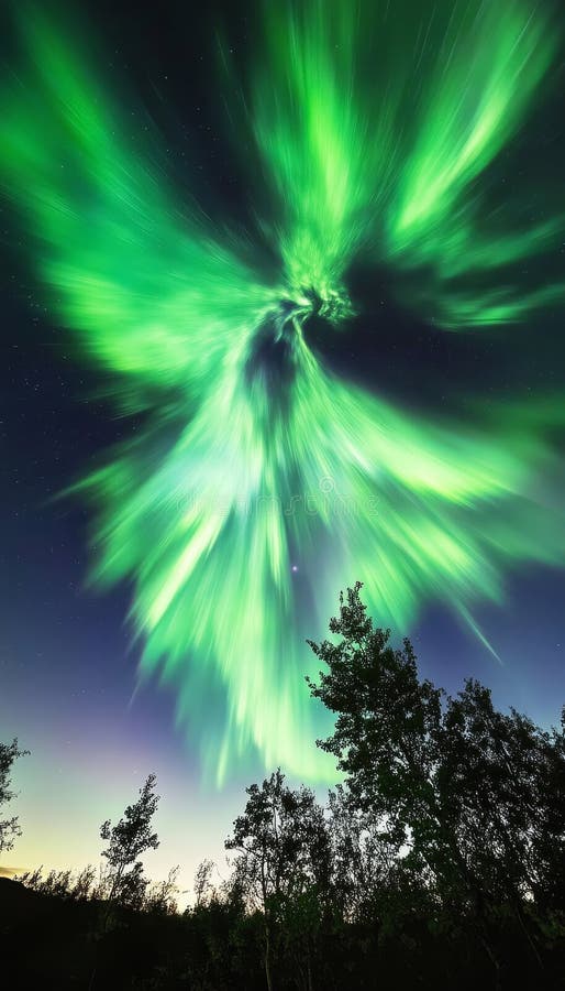 The stunning aurora a mesmerizing display of colorful lights from solar particles in the night sky royalty free illustration