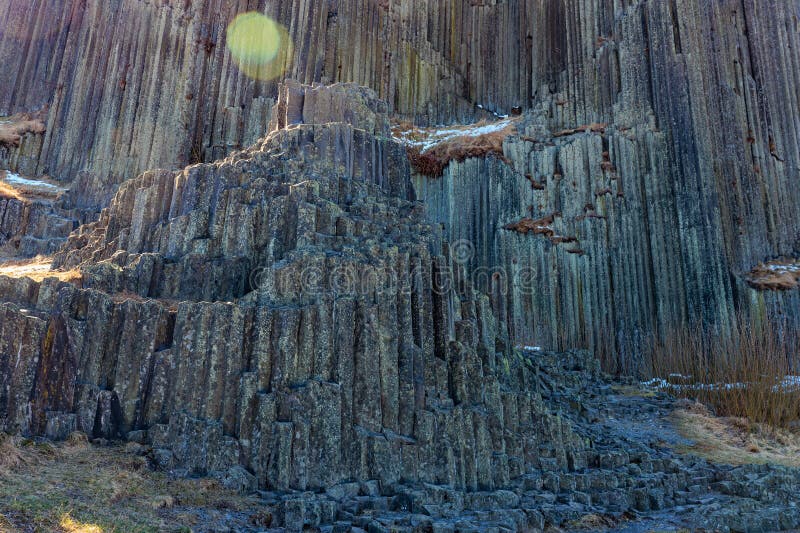 Stunning basalt columns form a natural geological wonder stock photography