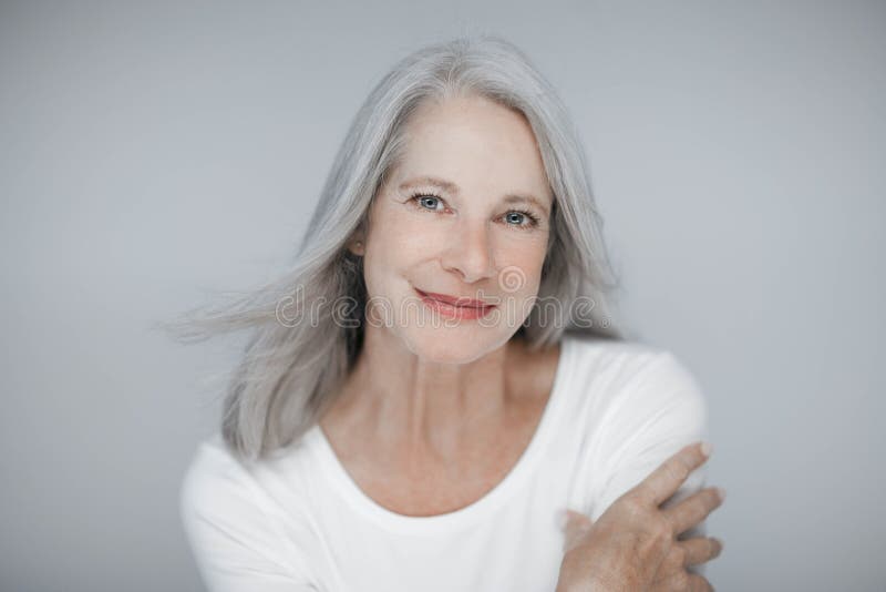 Stunning Beautiful And Self Confident Best Aged Woman With Grey Hair Stock Image Image Of Aged 