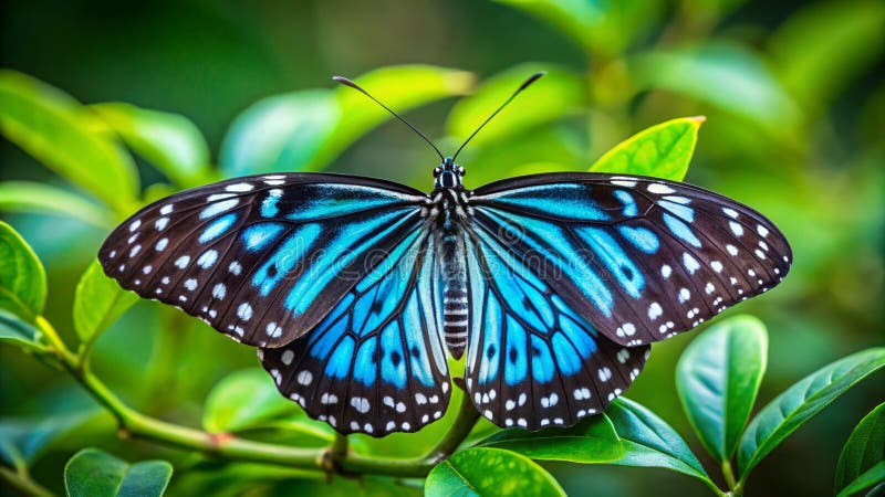 Stunning Blue Tiger Butterfly in Flight Over Kerala India A Vibrant Display of Natures Art royalty free illustration