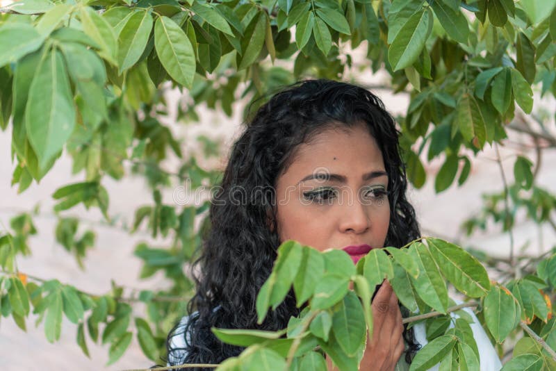 Stunning Caribbean Girl With Curly Hair In The City Stock Image Image Of Cute Model 215100627