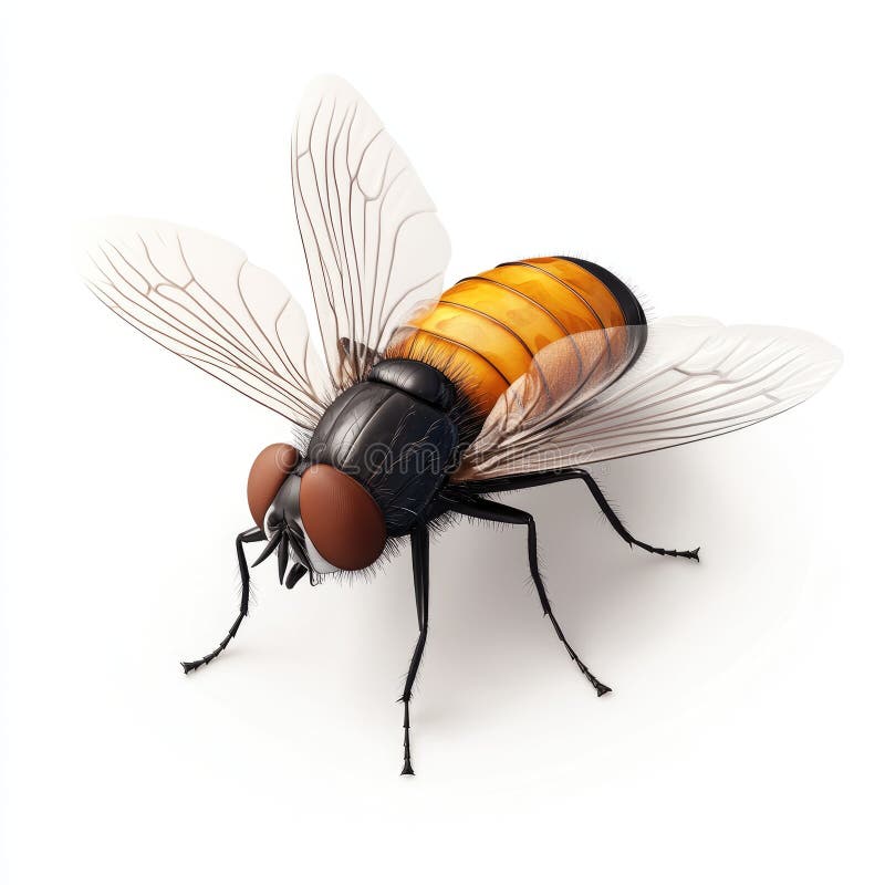 Close-up of a Detailed Honeybee-like Fly with Transparent Wings vector illustration