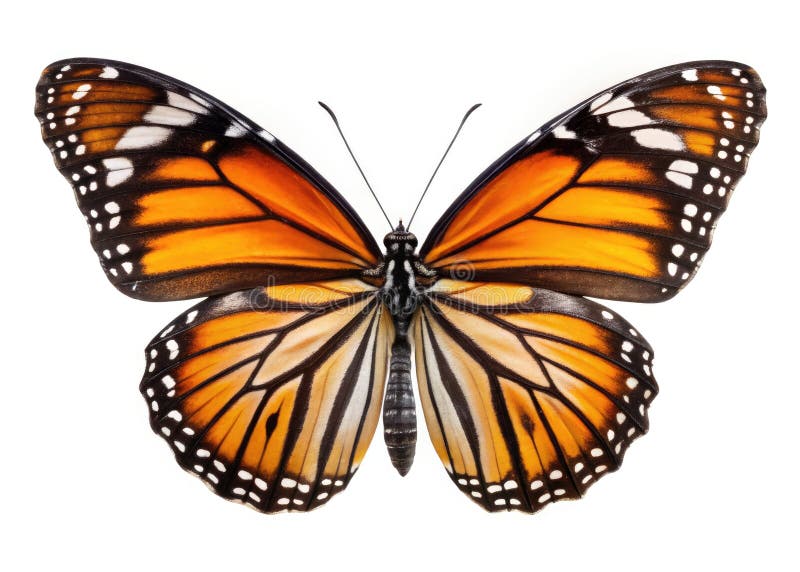 Stunning CloseUp of a Common Tiger Butterfly on a Pristine White Background Vibrant Wings and Detailed Macro royalty free illustration