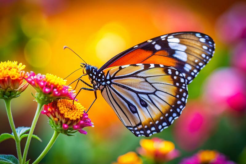 A Stunning CloseUp of a Plain Tiger Butterfly on a Vibrant Flower A Celebration of Natures Delicate Beauty royalty free illustration