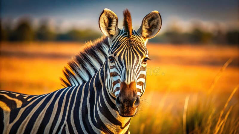 Stunning CloseUp Portrait of a Burchells Zebra A Masterbit of African Wildlife Photography with Detailed Stripes stock illustrationer
