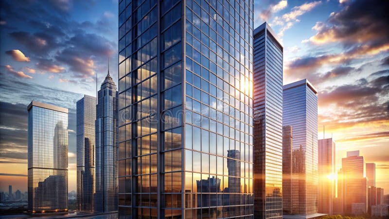 Stunning 3D Mockup of a Modern HighRise Skyscraper Exterior Design Visualization for Commercial Residential or MixedUse vector illustration