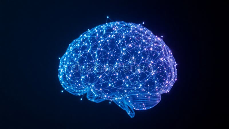3d rendered glowing brain depicting neural connections and artificial intelligence concept stock illustration
