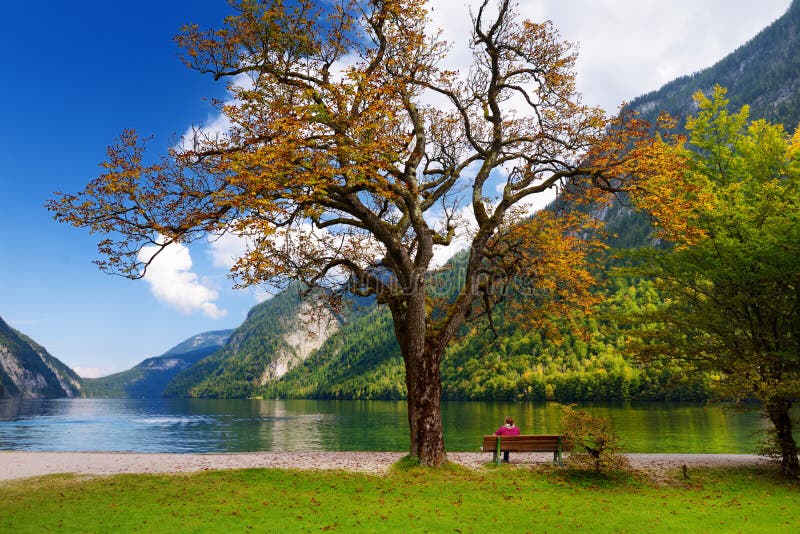 Stunning deep green waters of Konigssee, known as Germany`s deepest and cleanest lake, located in the extreme southeast Berchtesg stock photography Stunning deep green waters of Konigssee, known as Germany`s deepest and cleanest lake, located in the extreme southeast Berchtesg stock photography