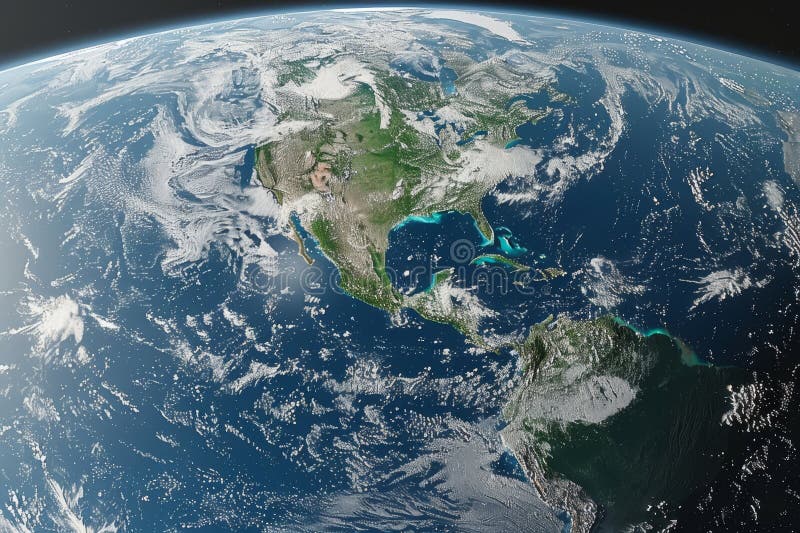 Stunning earth depiction featuring a vibrant blue atmosphere against a cosmic backdrop royalty free illustration