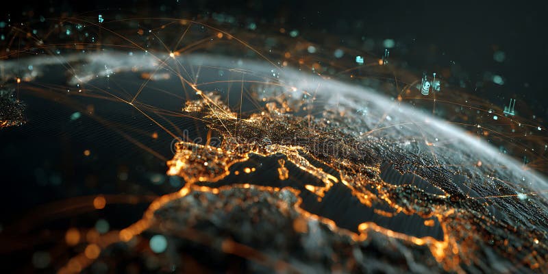 Stunning Earth at Night A Captivating View of City Lights from Space vector illustration