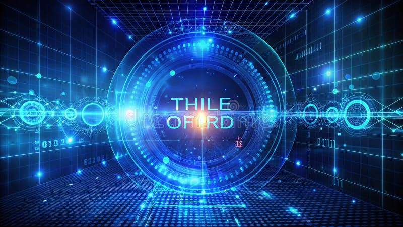 Stunning Futuristic Blue Cyberspace Background with Glowing Data Circles and Digital Particles for Modern Web Design royalty free illustration