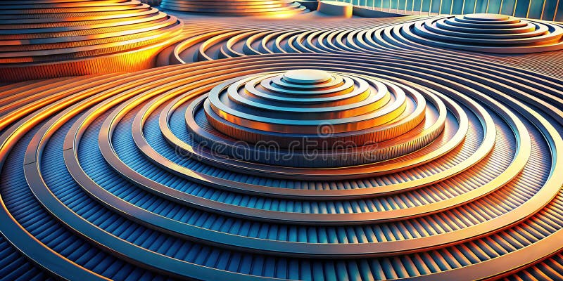 Stunning Futuristic Circular Architecture Wallpaper Featuring Concentric Wave Patterns for Minimalist Modern Spaces vector illustration
