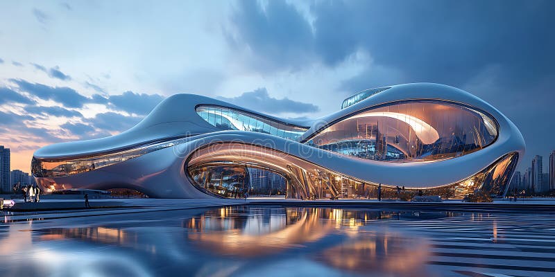 Stunning Futuristic City Bridge Design: Architectural Masterpiece stock illustration