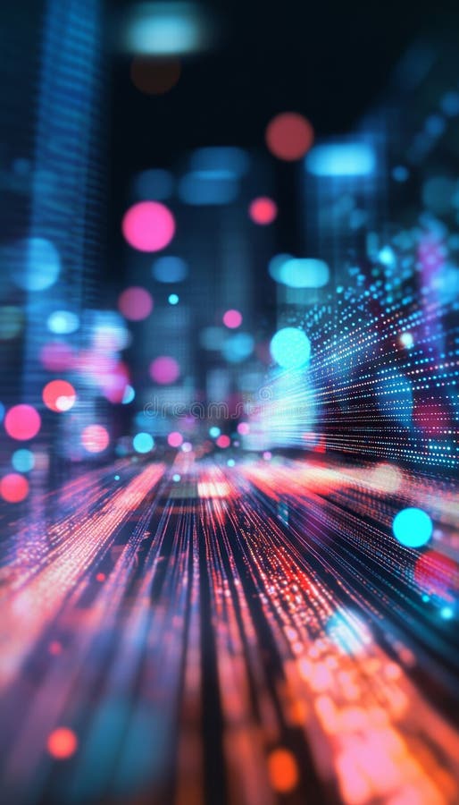 A stunning futuristic cyberspace scene with bokeh effect illustrating the concept of big data vector illustration