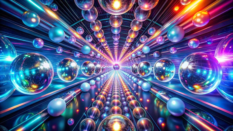 Stunning Futuristic Light Tunnel An Immersive Visual Experience of Transparent Architecture and Dynamic Illumination vector illustration